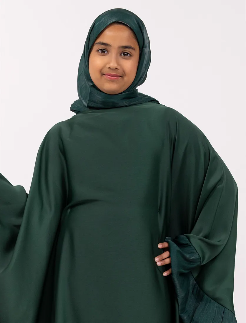 Green Girls Organza Trim Kaftan